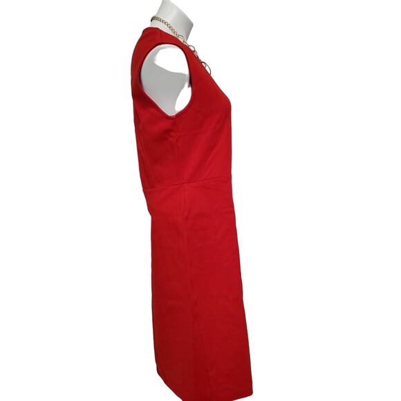 H&M Red Gold Stretch Classy Sexy Dress SZ M Medium Wedding Christmas Party - Picture 4 of 12
